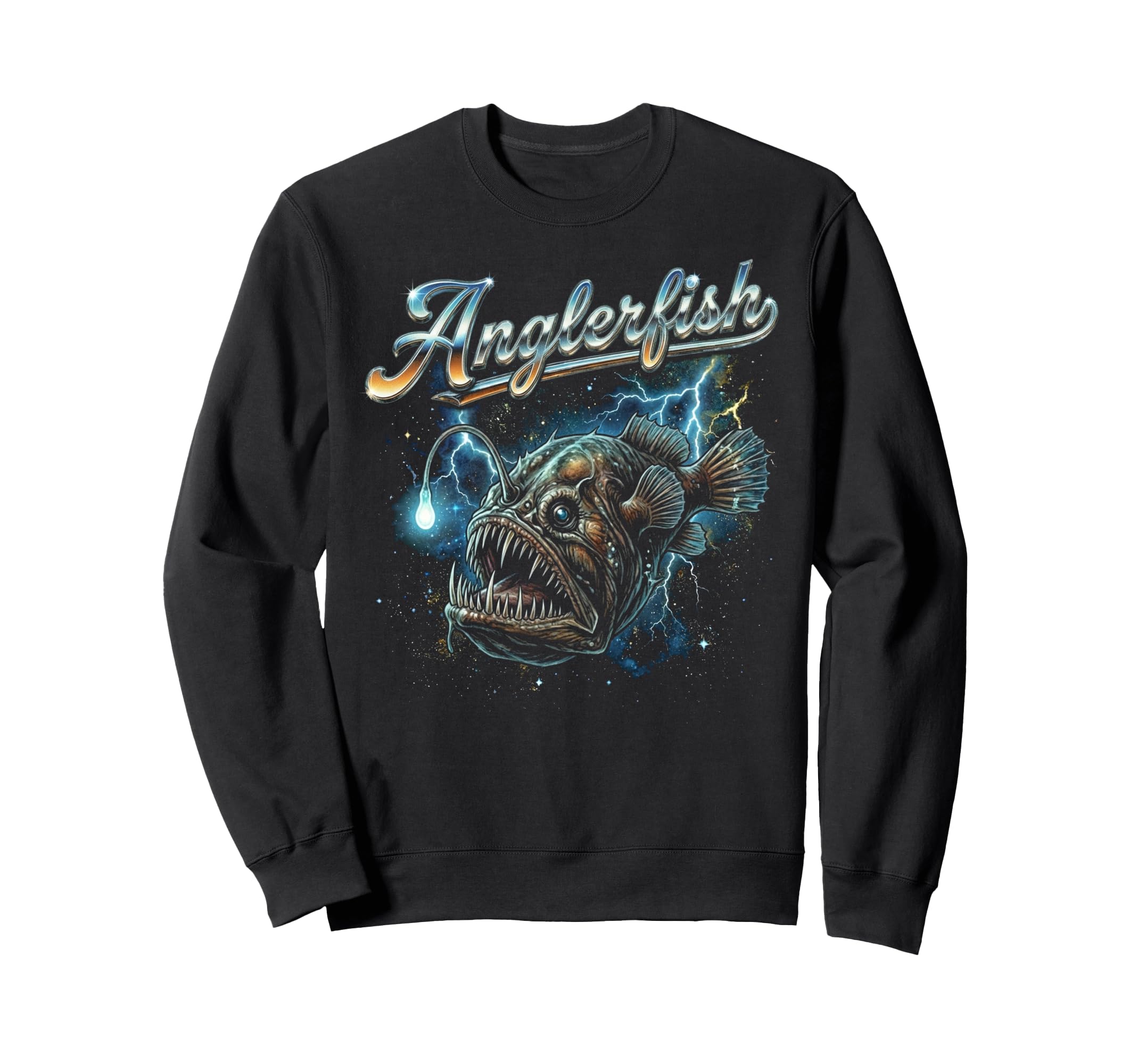 Anglerfish 90S Deep Sea Sweatshirt - Casual Everyday Wear Men Women - T-Shirt, Sweatshirt, Hoodie