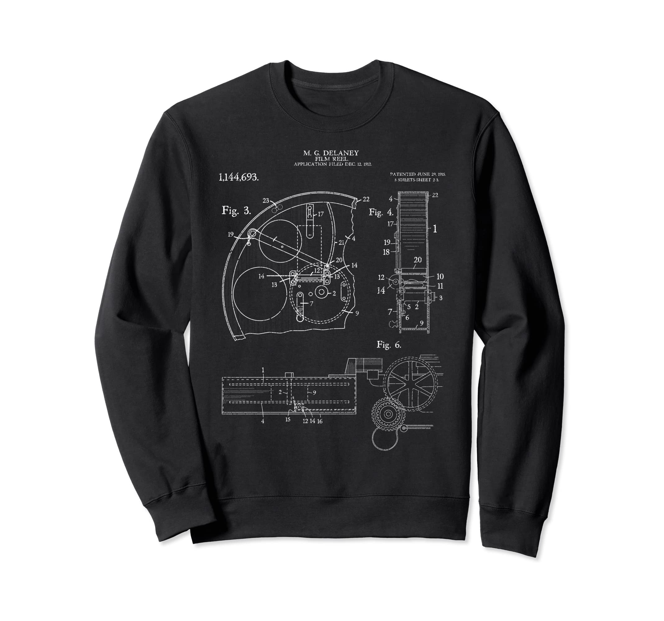 Film Reel Patent Camera Filmmaker Sweatshirt - Graphic Print Unisex - T-Shirt, Sweatshirt, Hoodie