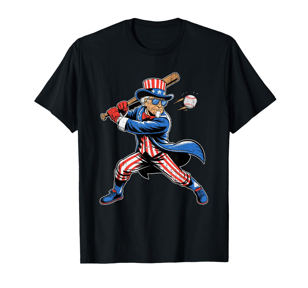 Uncle Sam Baseball American Flag Usa T-Shirt - Minimalist Print Men Women - T-Shirt, Sweatshirt, Hoodie