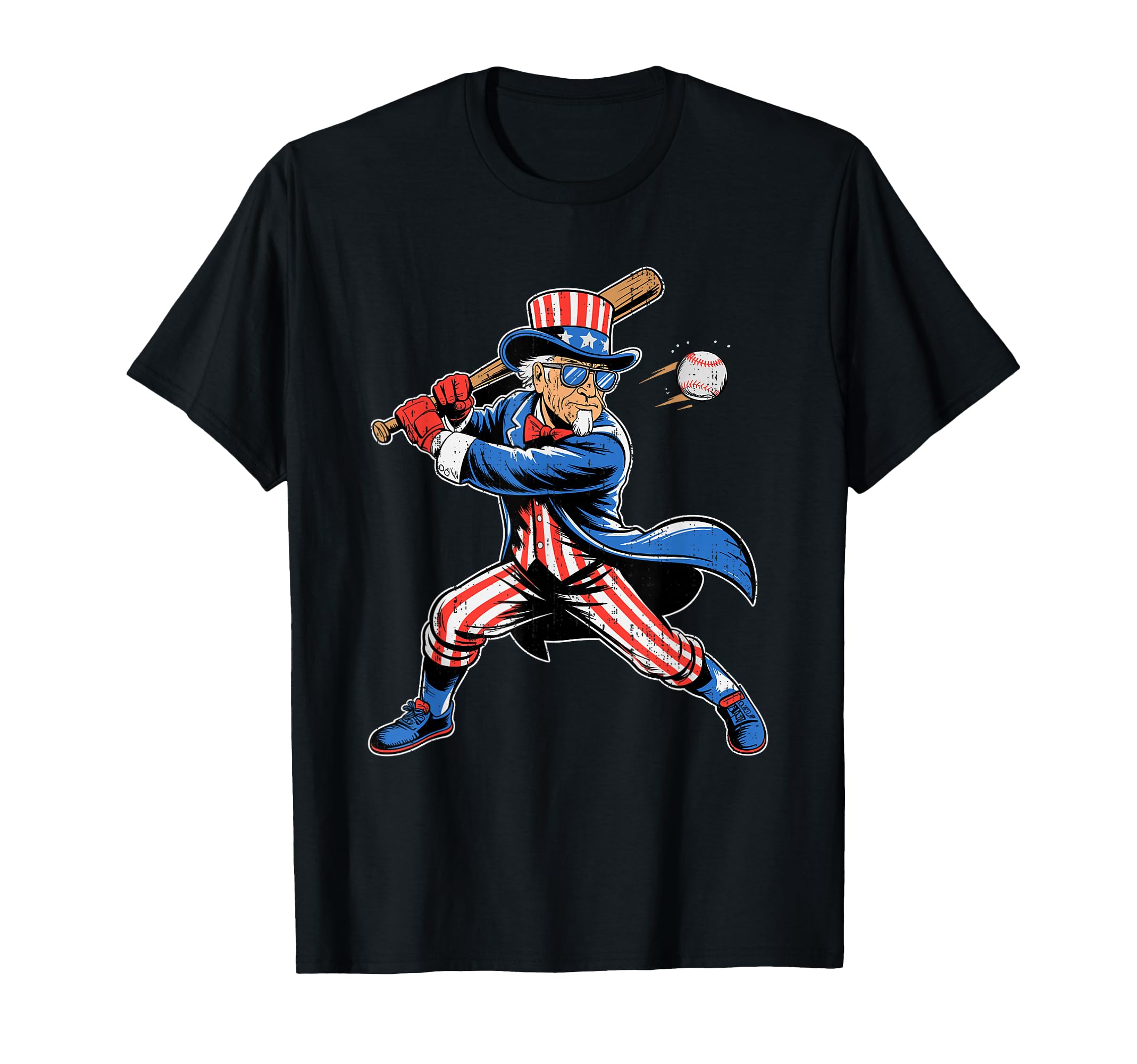 Uncle Sam Baseball American Flag Usa T-Shirt - Minimalist Print Men Women - T-Shirt, Sweatshirt, Hoodie