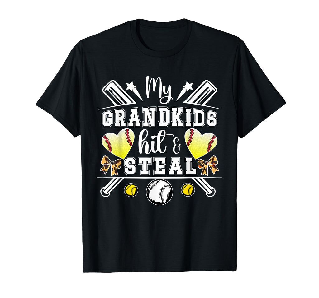 My Grandkids Hit Steal Baseball T-Shirt - Novelty Apparel for Adults - T-Shirt, Sweatshirt, Hoodie