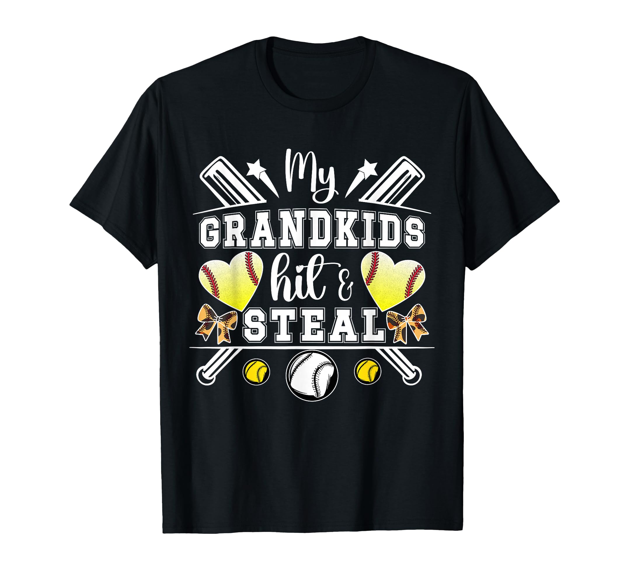 My Grandkids Hit Steal Baseball T-Shirt - Novelty Apparel for Adults - T-Shirt, Sweatshirt, Hoodie