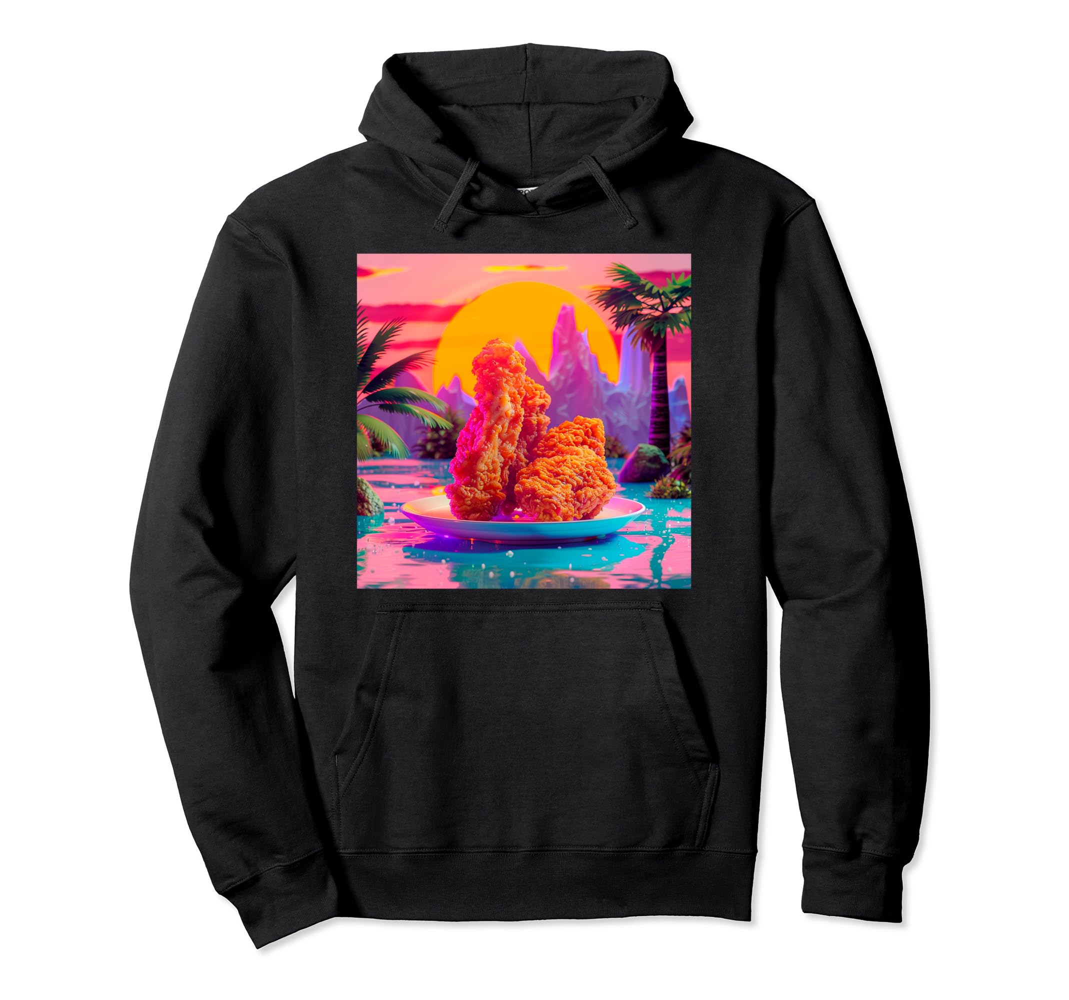 Vaporwave Fried Chicken Tenders 80S 90S Hoodie - Streetwear Style Unisex - T-Shirt, Sweatshirt, Hoodie