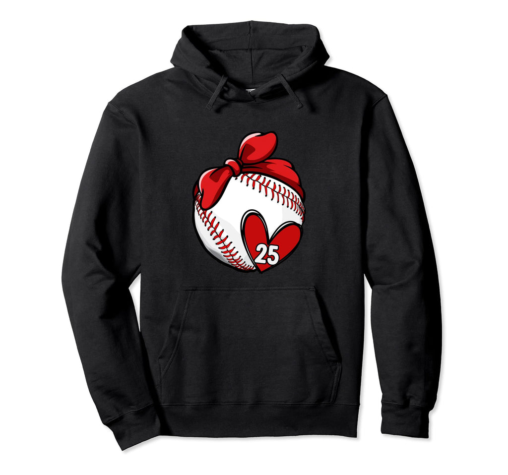 Womens Custom Baseball Mom Number 25 Hoodie - Unique Graphic Men Women - T-Shirt, Sweatshirt, Hoodie