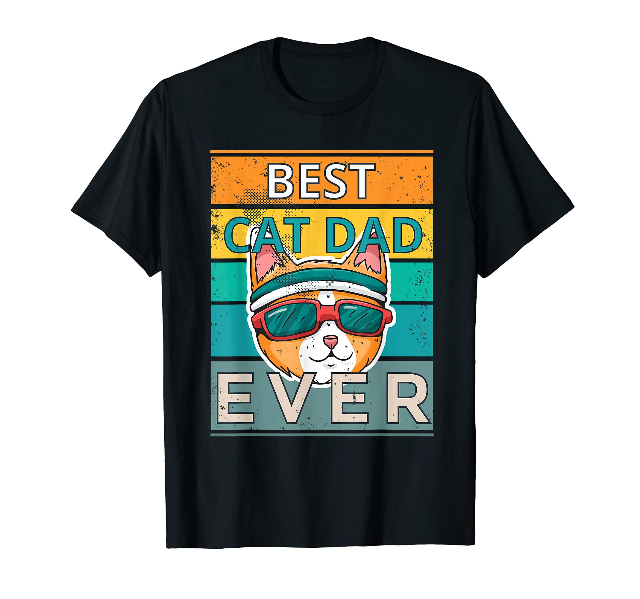 Mens Best Cat Dad Ever Cat Lover Sunset T-Shirt - Minimalist Print Unisex - T-Shirt, Sweatshirt, Hoodie