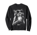 Tabby Cat Drinking Iced Coffee Sweatshirt - Unique Graphic for Adults - T-Shirt, Sweatshirt, Hoodie