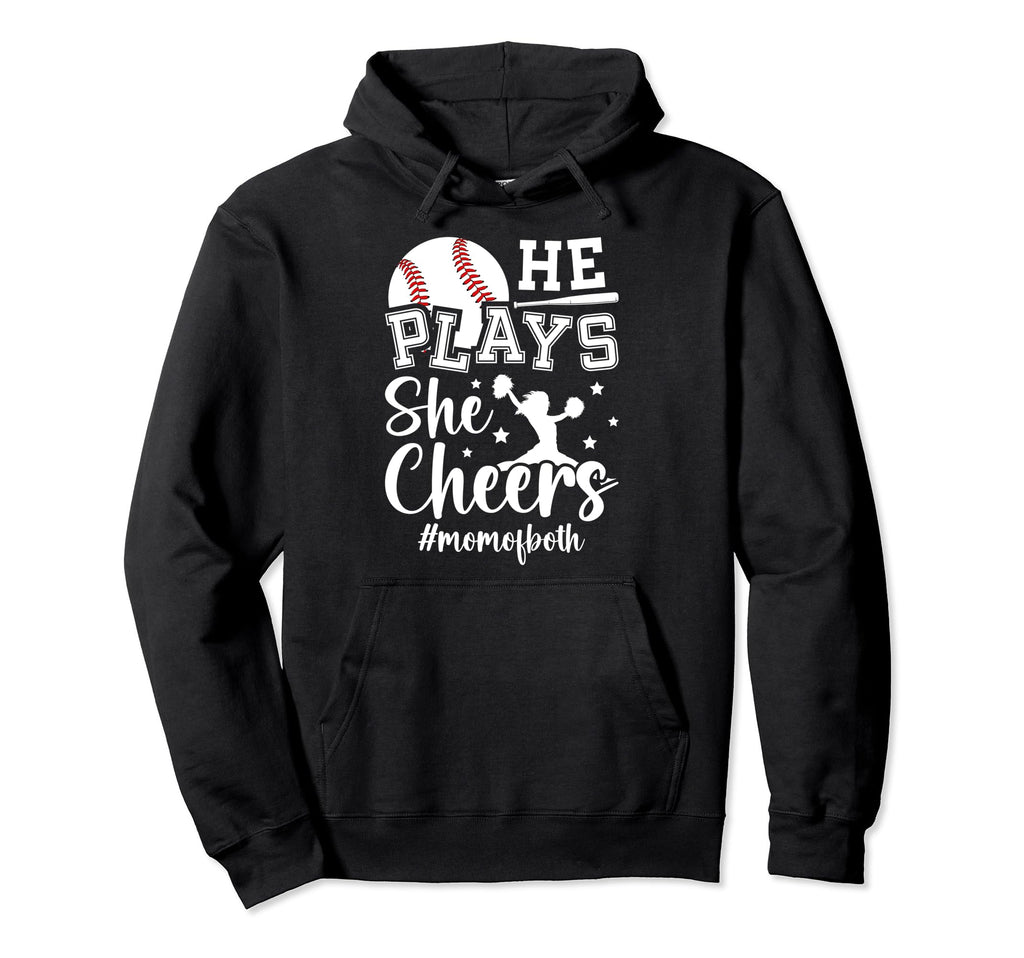 He Plays She Cheers Mom Both Cheer And Hoodie - Unique Graphic Men Women - T-Shirt, Sweatshirt, Hoodie