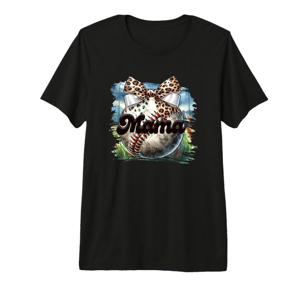 Mama Baseball Leopard Bow Tri Blend T-Shirt - Minimalist Print for Adults - T-Shirt, Sweatshirt, Hoodie