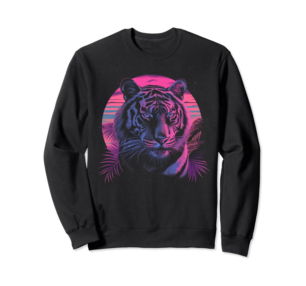 Tiger Vaporwave Aesthetic Sweatshirt - Casual Everyday Wear Men Women - T-Shirt, Sweatshirt, Hoodie