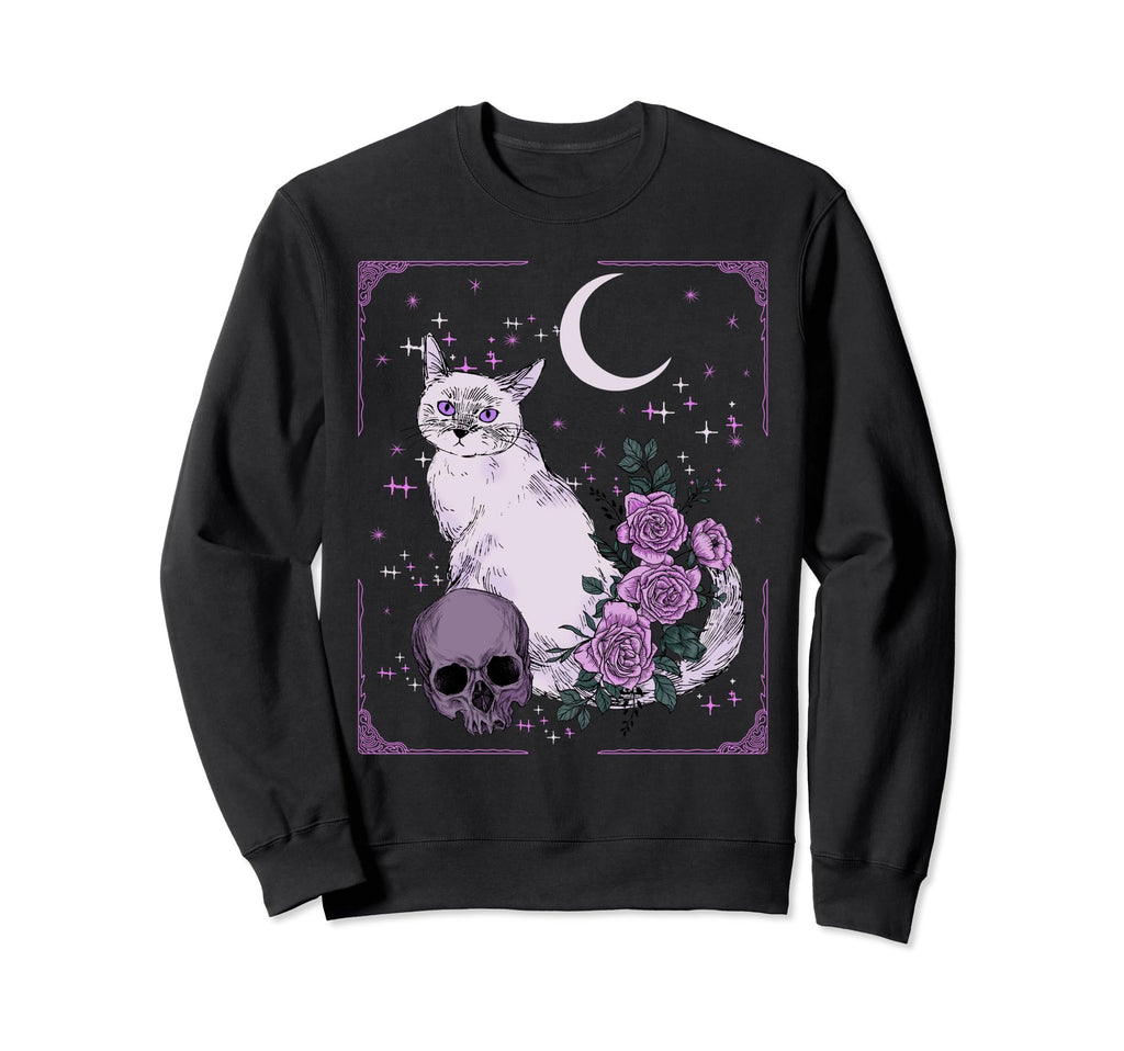 Elder Emo Cat Tarot Card Goth Emo Fan Sweatshirt - Aesthetic Graphic Unisex - T-Shirt, Sweatshirt, Hoodie