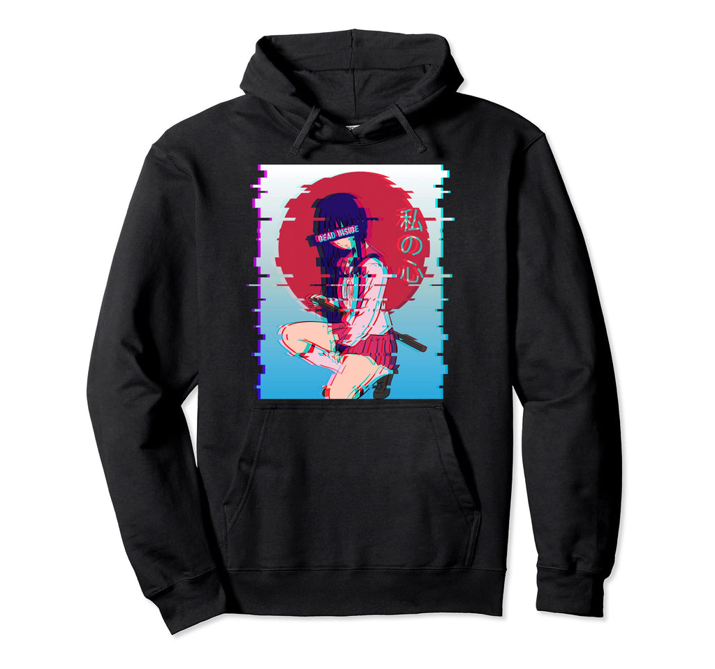 Japanese Anime School Dead Inside Hoodie - Aesthetic Graphic Men Women - T-Shirt, Sweatshirt, Hoodie