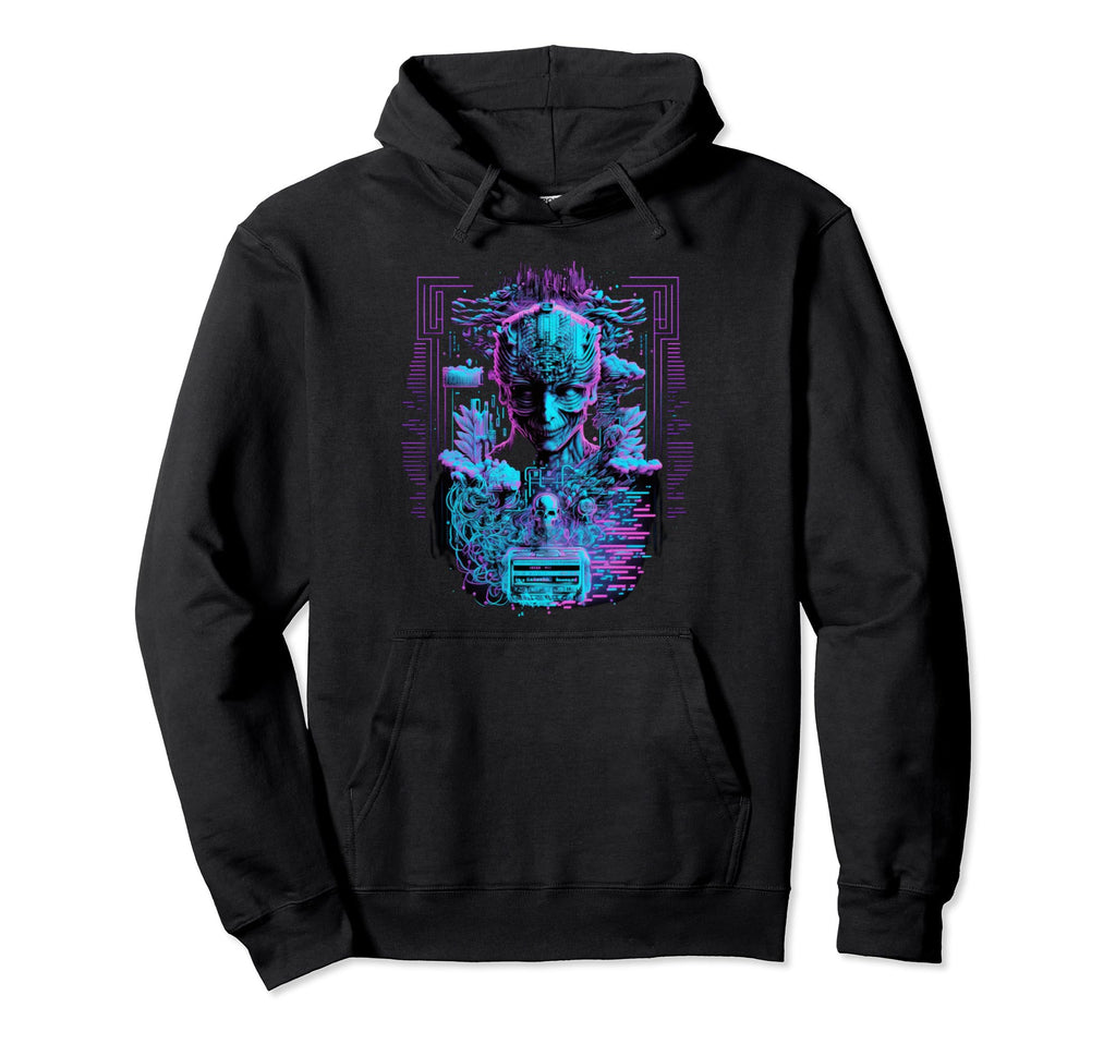 Vaporwave Aesthetic Psychedelic Cyborg Hoodie - Graphic Print Men Women - T-Shirt, Sweatshirt, Hoodie