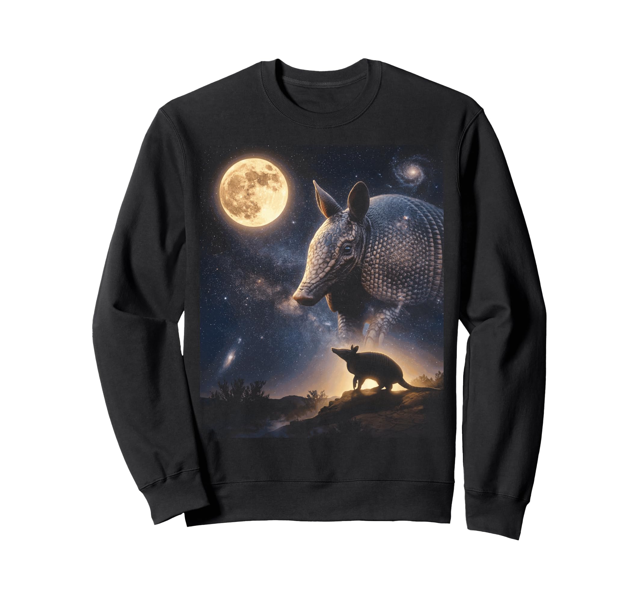 Howling Armadillo Full Moon Starry Sweatshirt - Graphic Print Men Women - T-Shirt, Sweatshirt, Hoodie