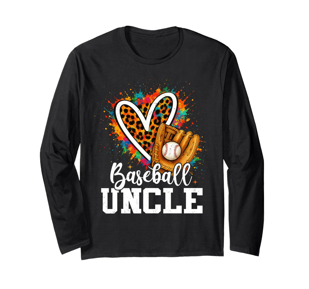 My Favorite Baseball Uncle Leopard Heart Hoodie - Graphic Print Men Women - T-Shirt, Sweatshirt, Hoodie