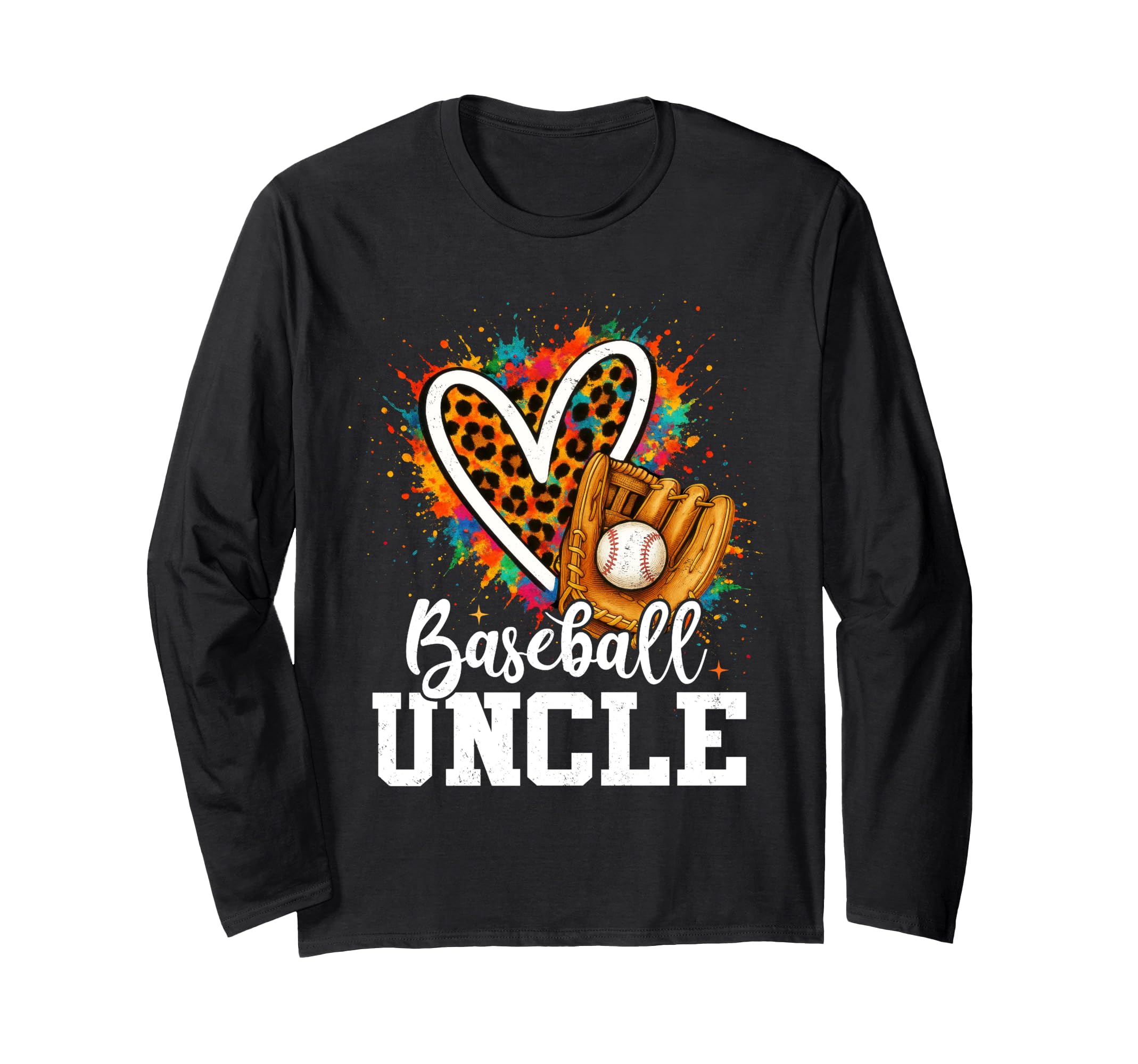 My Favorite Baseball Uncle Leopard Heart Hoodie - Graphic Print Men Women - T-Shirt, Sweatshirt, Hoodie