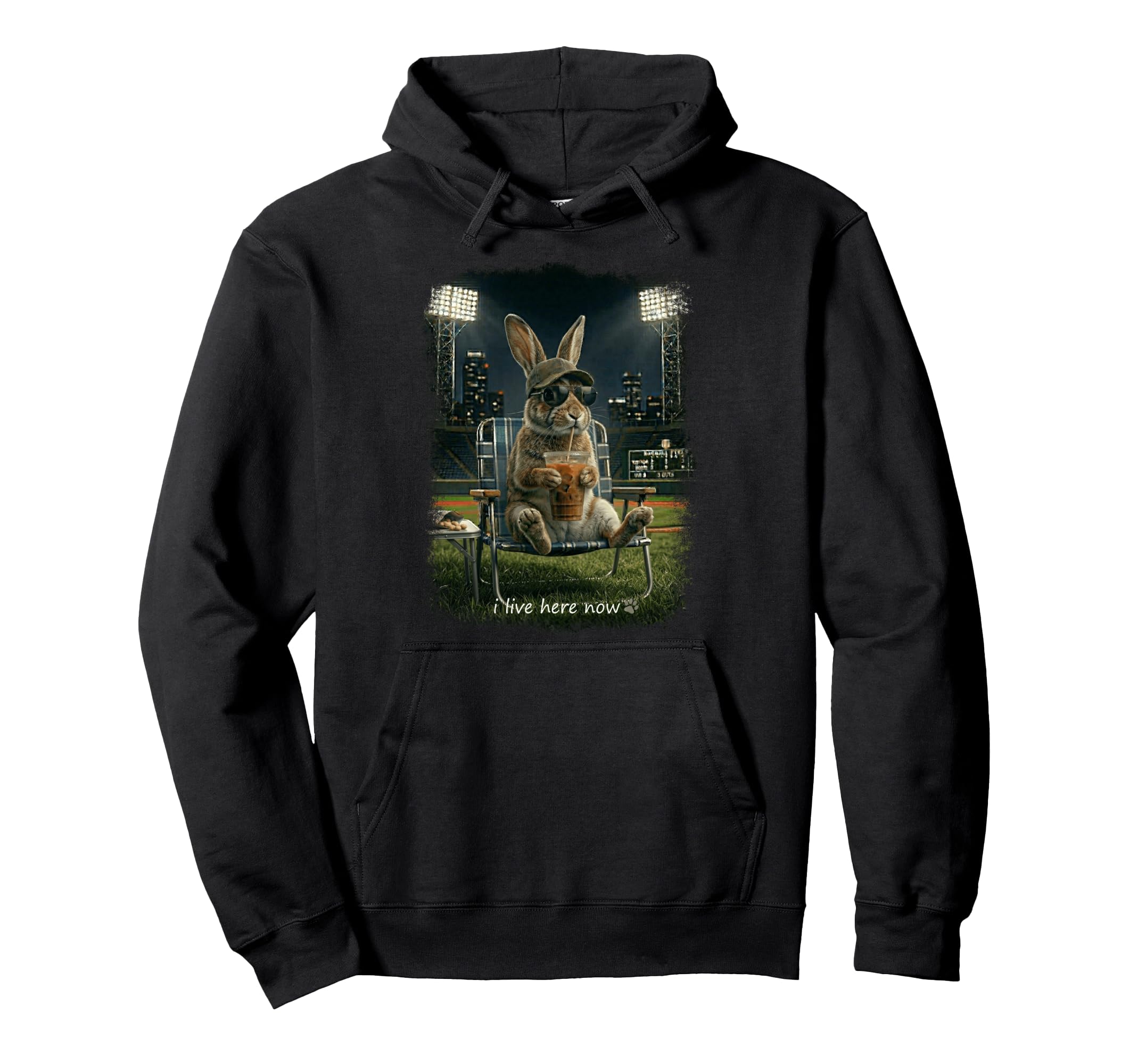 Funny Rabbit Ballfield Baseball Field I Hoodie - Trendy Graphic Men Women - T-Shirt, Sweatshirt, Hoodie