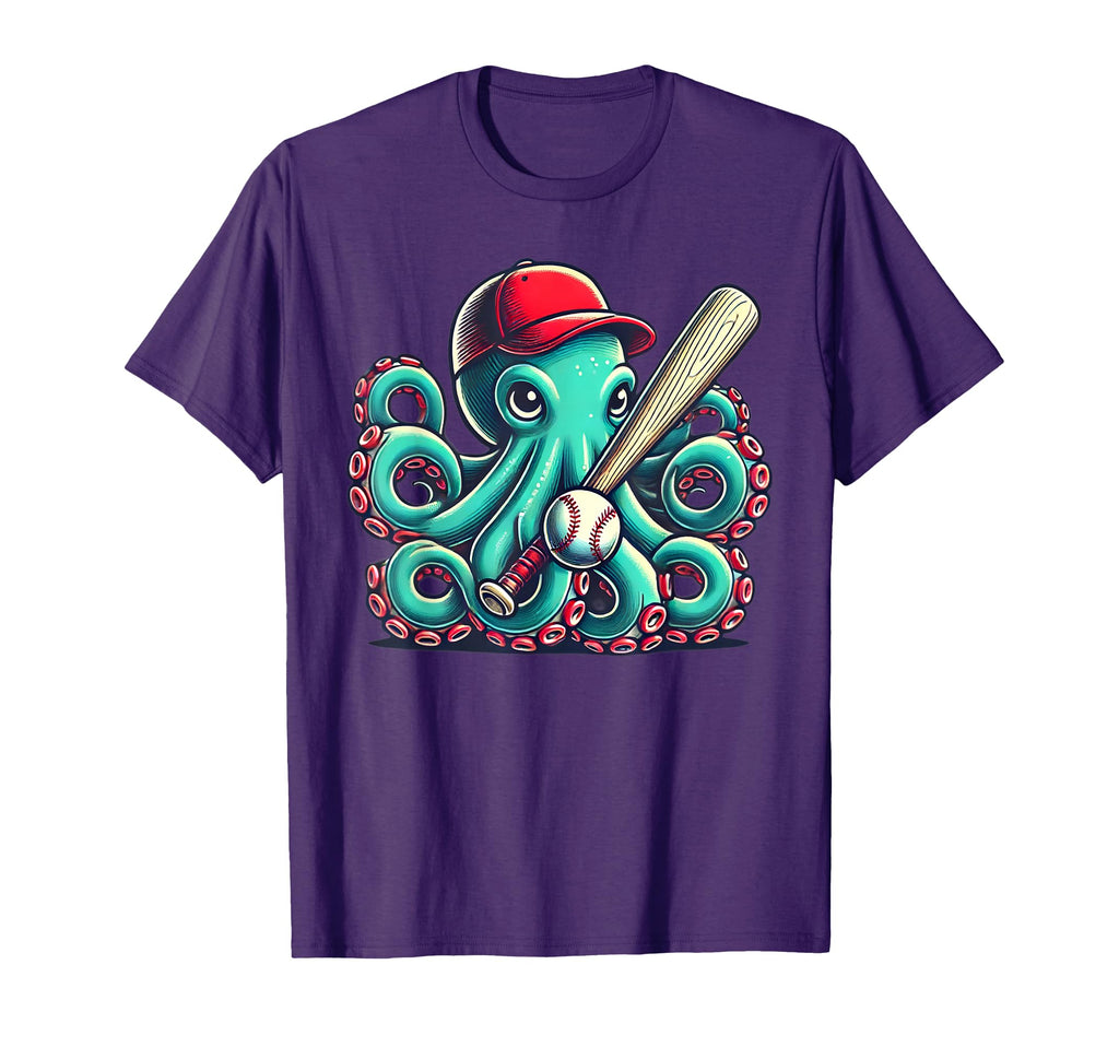Octopus Baseball Sea Animals Ocean Diving T-Shirt - Unique Graphic Unisex - T-Shirt, Sweatshirt, Hoodie