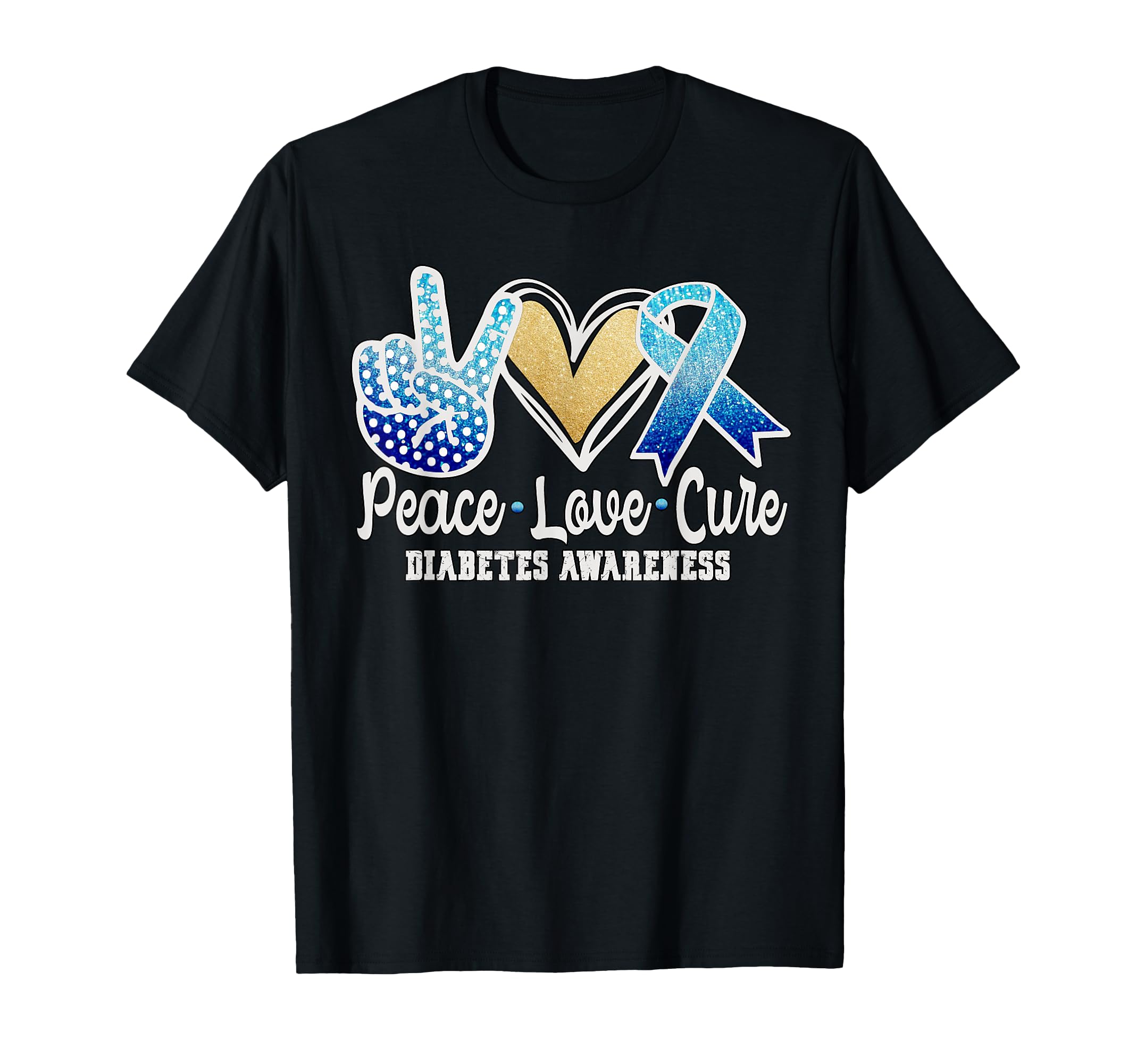 Peace Love Cure Ribbon Diabetes Sweatshirt - Trendy Graphic Unisex - T-Shirt, Sweatshirt, Hoodie