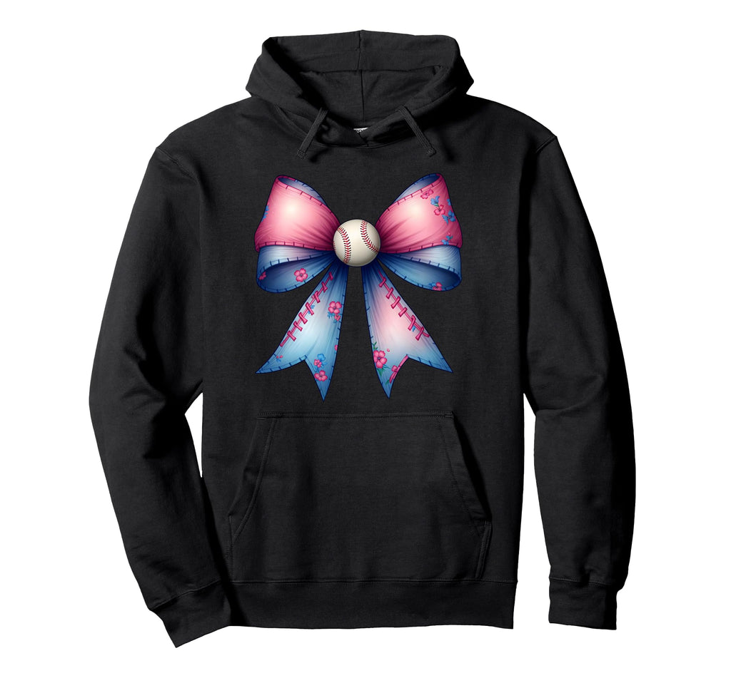 Coquette Bow Funny Baseball Lover Hoodie - Casual Everyday Wear Men Women - T-Shirt, Sweatshirt, Hoodie