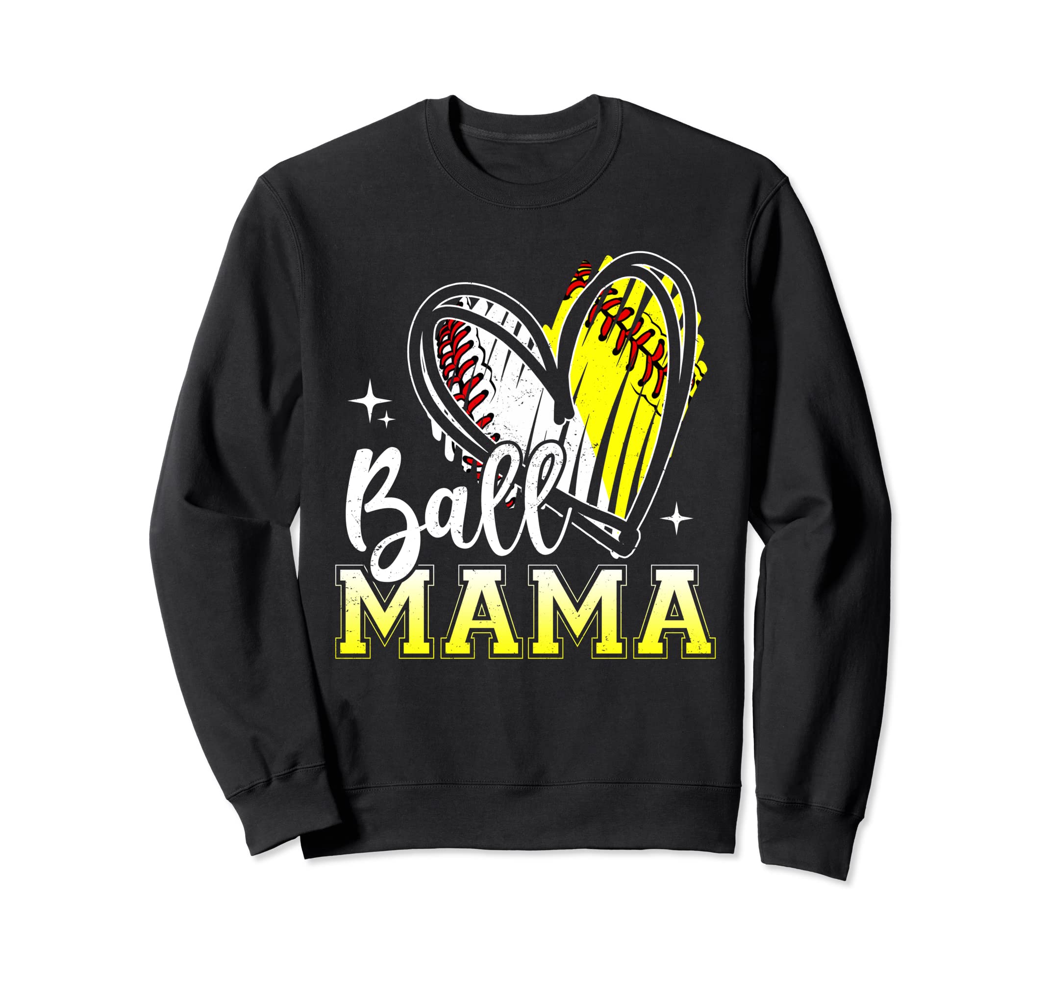 Ball Mama Heart Baseball Softball Sweatshirt - Aesthetic Graphic Men Women - T-Shirt, Sweatshirt, Hoodie