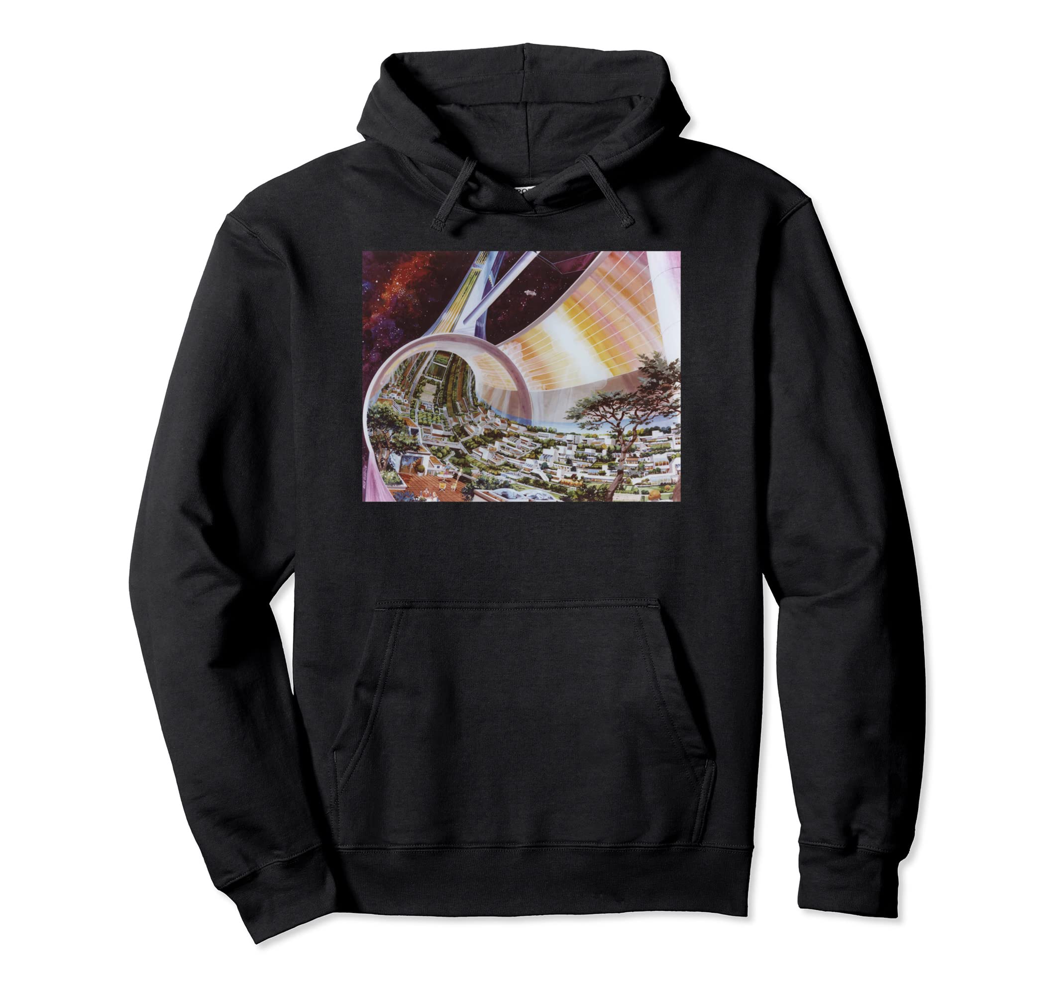 Space Colony Vaporwave Synthwave Cyberpunk Hoodie - Graphic Print Unisex - T-Shirt, Sweatshirt, Hoodie