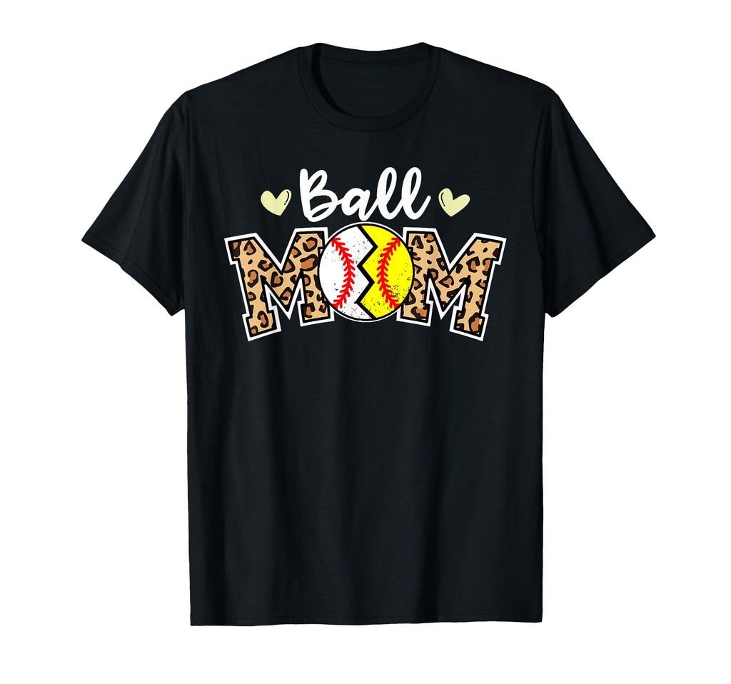 Ball Mom Leopard Funny Baseball T-Shirt - Casual Everyday Wear Unisex - T-Shirt, Sweatshirt, Hoodie