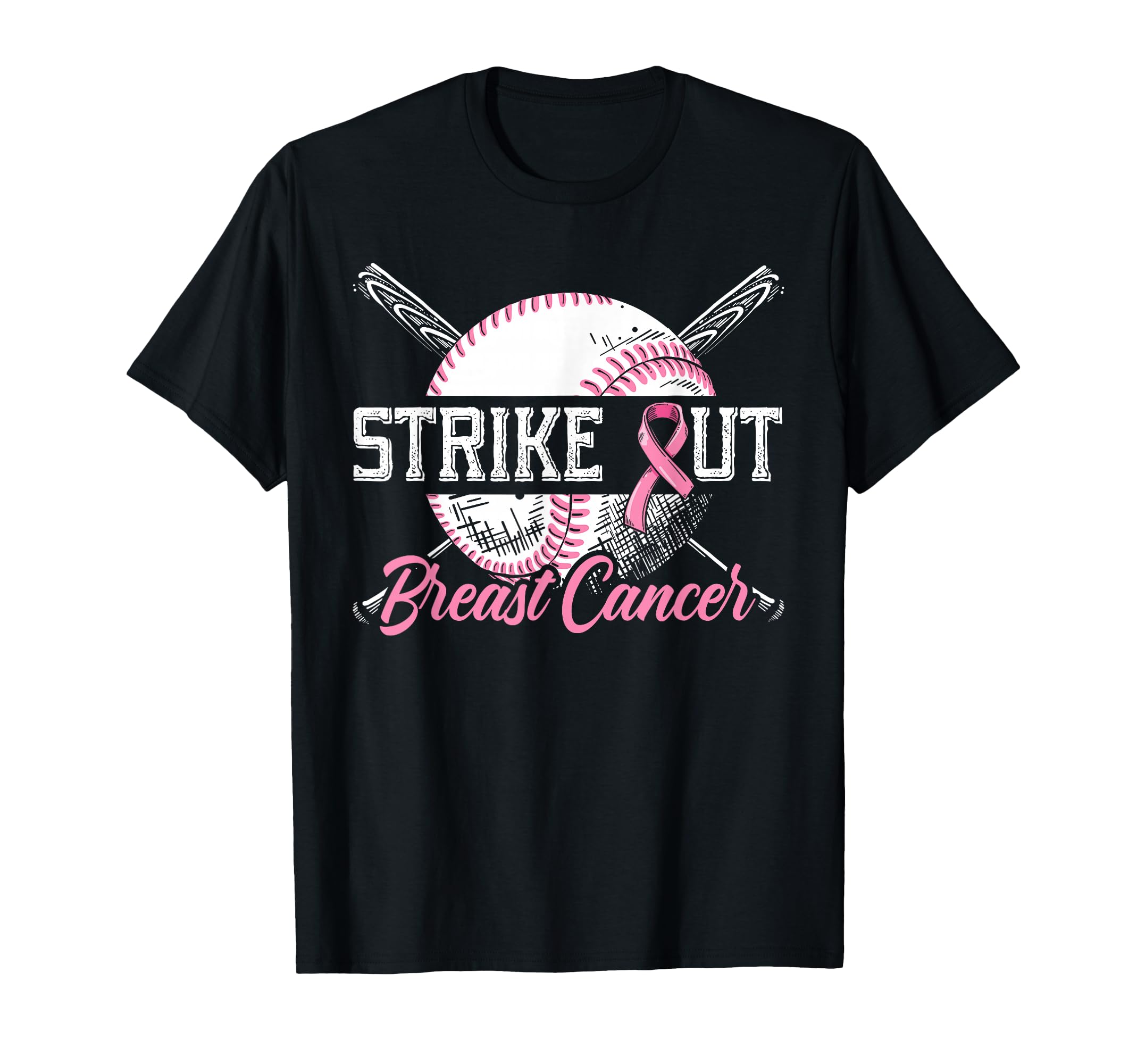 Strike Out Breast Cancer Baseball T-Shirt - Novelty Apparel for Adults - T-Shirt, Sweatshirt, Hoodie