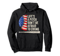 Lifes Pitch Dont Be Afraid To Swing Us Flag Hoodie - Trendy Graphic Unisex - T-Shirt, Sweatshirt, Hoodie