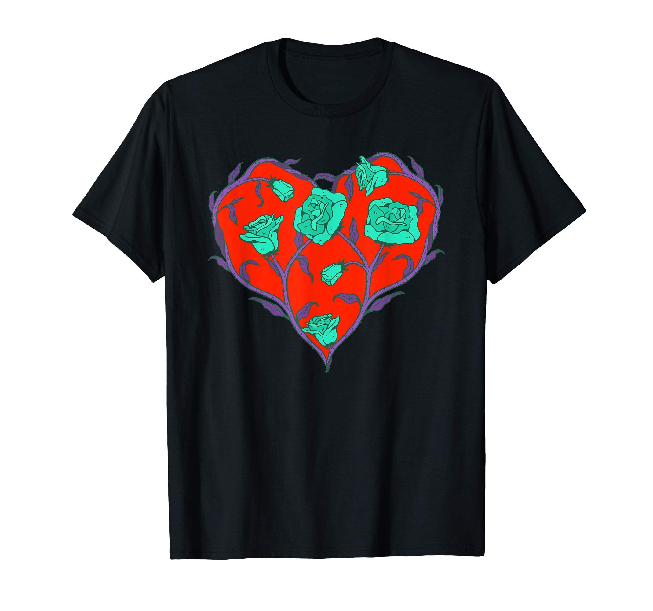 60S Psychedelic Flowers Heart T-Shirt - Novelty Apparel for Adults - T-Shirt, Sweatshirt, Hoodie