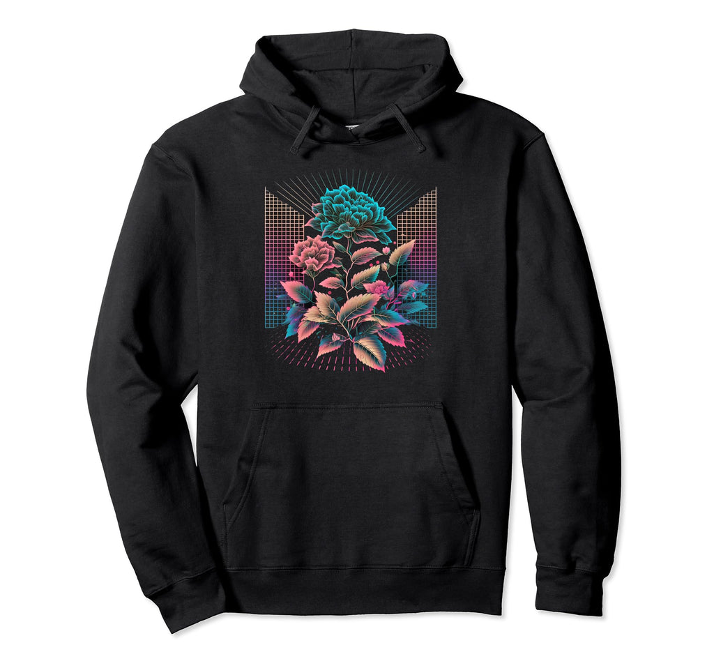 Aesthetic Vaporwave Japanese Flowers Hoodie - Trendy Graphic for Adults - T-Shirt, Sweatshirt, Hoodie