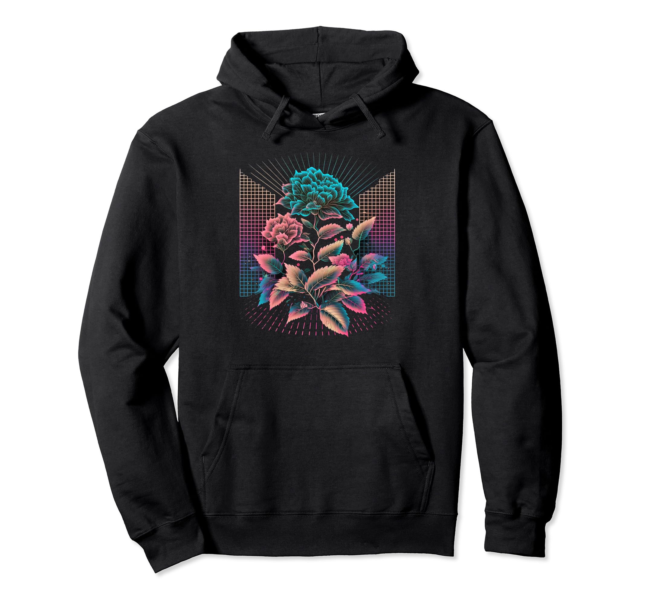 Aesthetic Vaporwave Japanese Flowers Hoodie - Trendy Graphic for Adults - T-Shirt, Sweatshirt, Hoodie