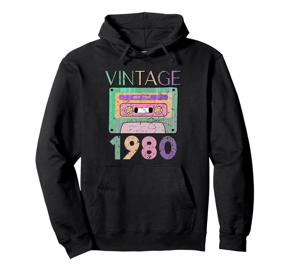 45Th Birthday 1980 Music Cassette Hoodie - Fun Novelty Design for Adults - T-Shirt, Sweatshirt, Hoodie