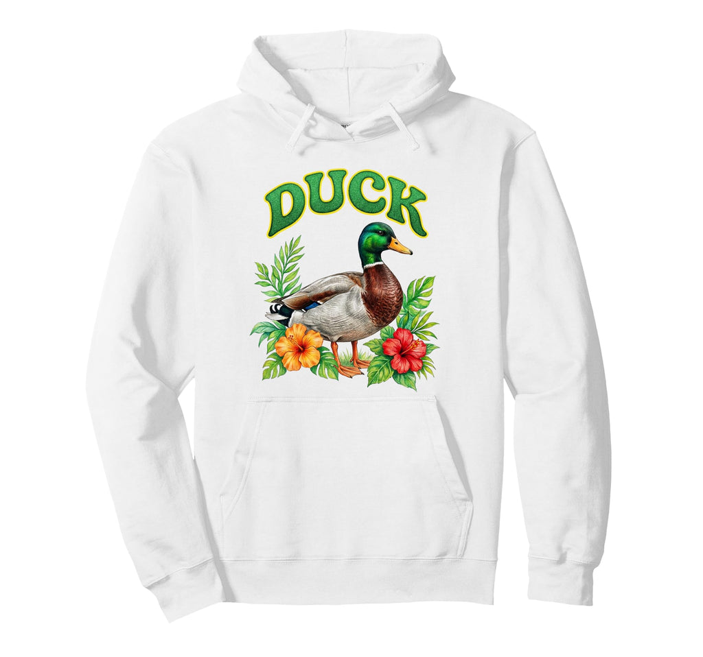 Duck Groovy Floral Duck Watercolor Boho Hoodie - Streetwear Style Unisex - T-Shirt, Sweatshirt, Hoodie