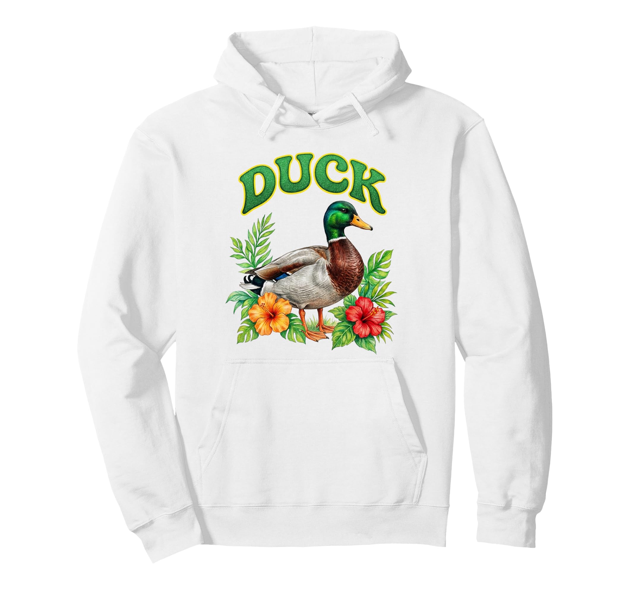 Duck Groovy Floral Duck Watercolor Boho Hoodie - Streetwear Style Unisex - T-Shirt, Sweatshirt, Hoodie