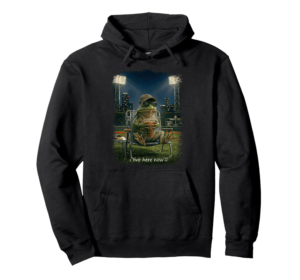 Funny Frog Ballfield Baseball Field I Live Hoodie - Trendy Graphic Unisex - T-Shirt, Sweatshirt, Hoodie