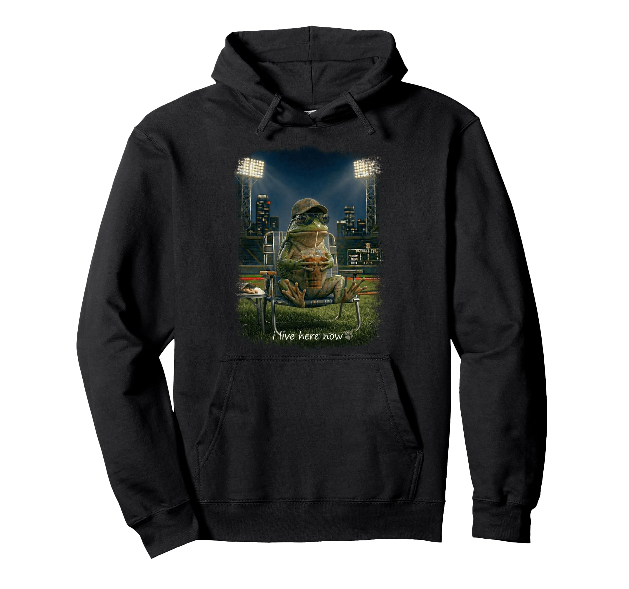Funny Frog Ballfield Baseball Field I Live Hoodie - Trendy Graphic Unisex - T-Shirt, Sweatshirt, Hoodie