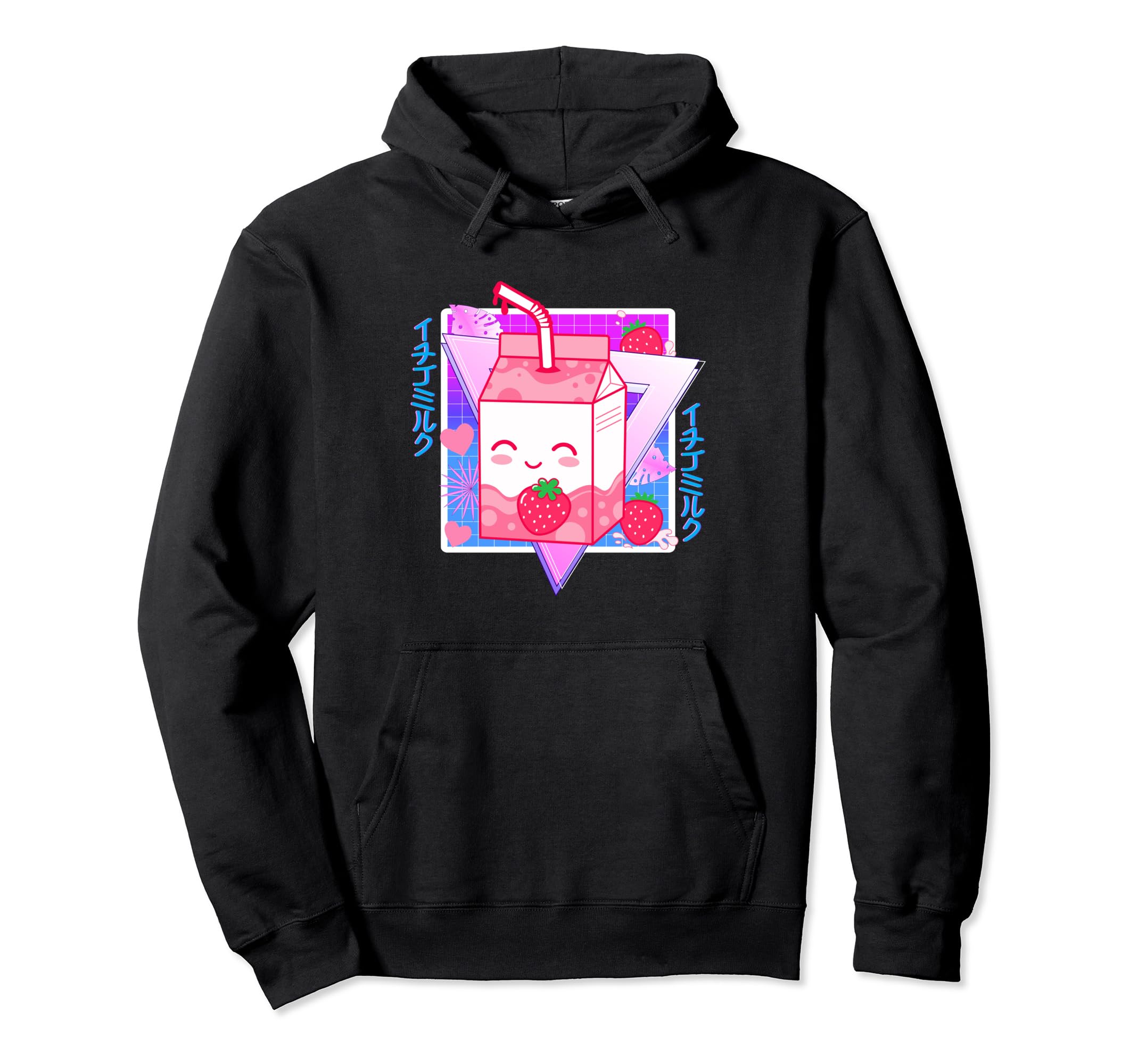 Strawberry Milk Carton Vaporwave Aesthetic Hoodie - Trendy Graphic Unisex - T-Shirt, Sweatshirt, Hoodie