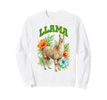 Llama Groovy Floral Llama Watercolor Sweatshirt - Streetwear Style Unisex - T-Shirt, Sweatshirt, Hoodie