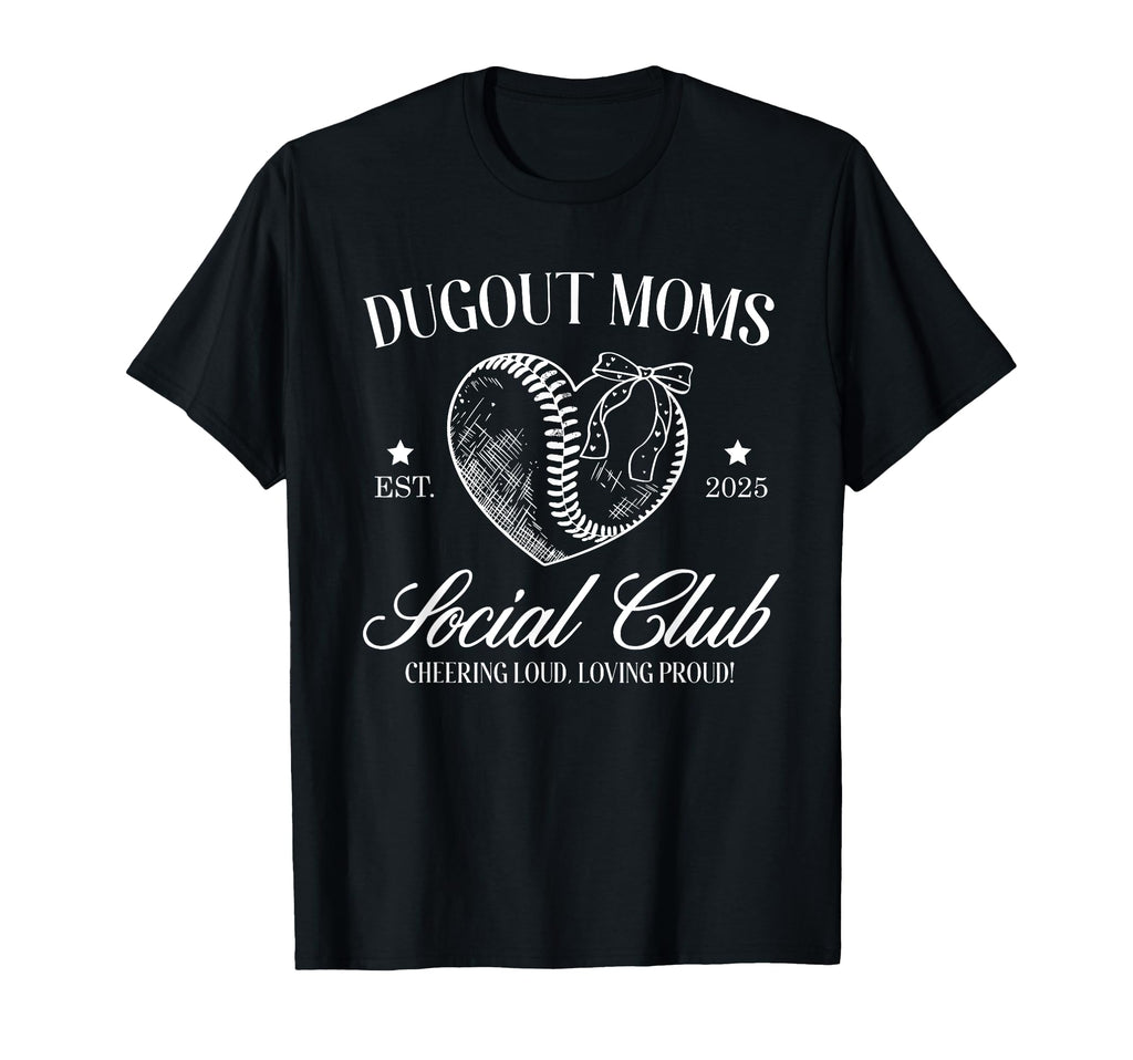 Dugout Moms Baseball Heart Social T-Shirt - Custom Art Print Men Women - T-Shirt, Sweatshirt, Hoodie