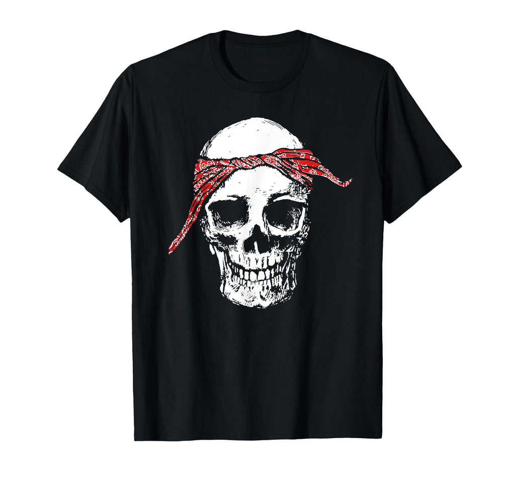 Hiphop Skull Red Do Rag Bandana Old T-Shirt - Trendy Graphic Men Women - T-Shirt, Sweatshirt, Hoodie