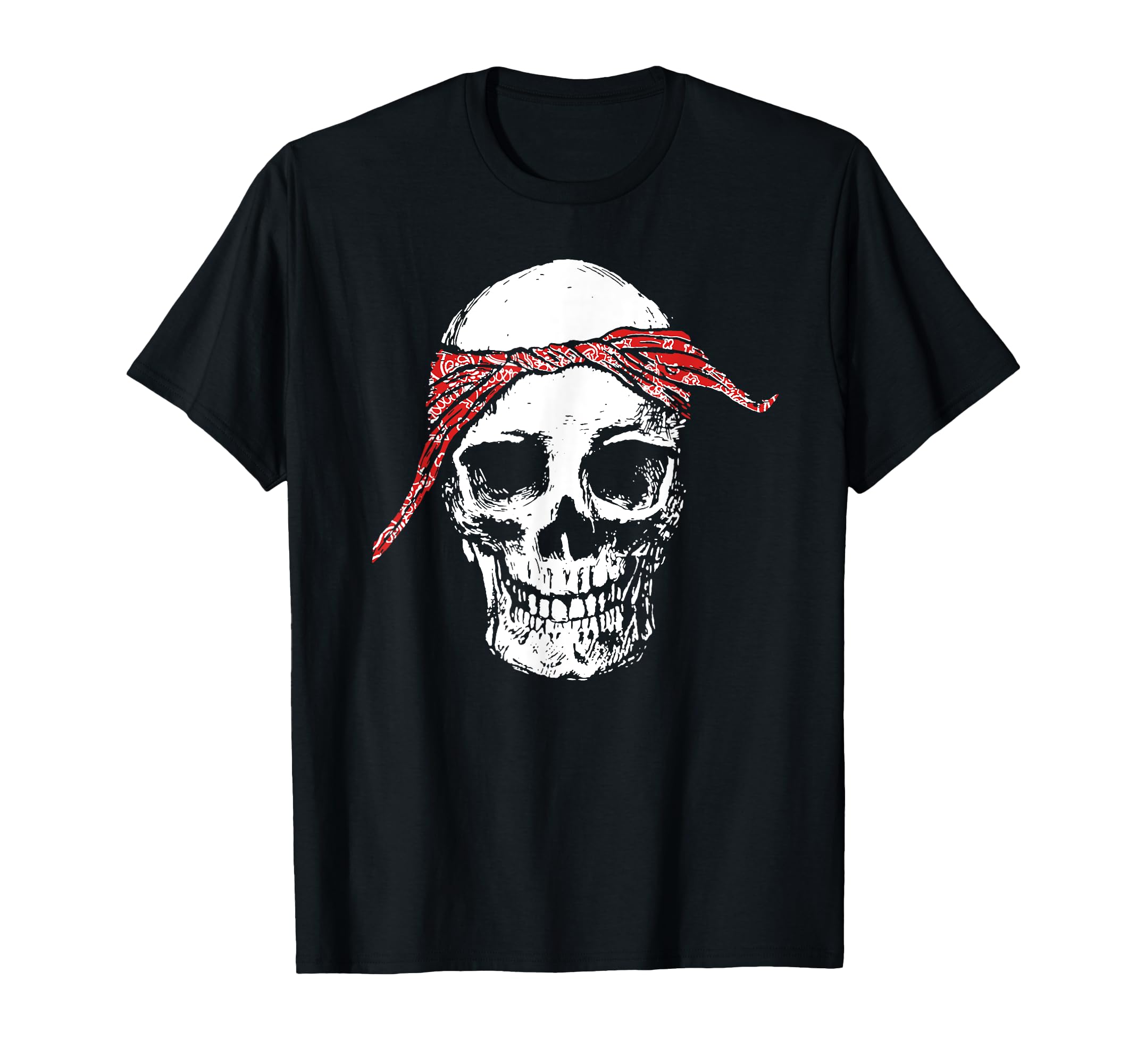 Hiphop Skull Red Do Rag Bandana Old T-Shirt - Trendy Graphic Men Women - T-Shirt, Sweatshirt, Hoodie