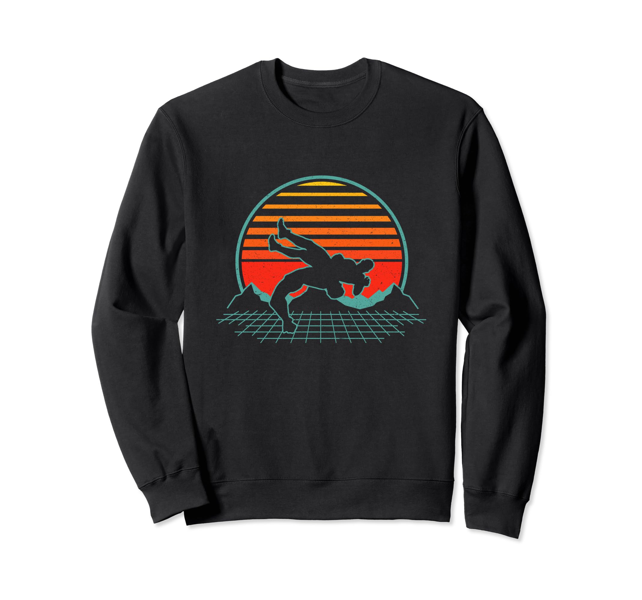 Wrestling 80S Gift Distressed Sweatshirt - Graphic Print for Adults - T-Shirt, Sweatshirt, Hoodie