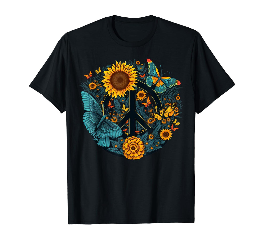 World Peace Love Sunflower Peace T-Shirt - Casual Everyday Wear Unisex - T-Shirt, Sweatshirt, Hoodie