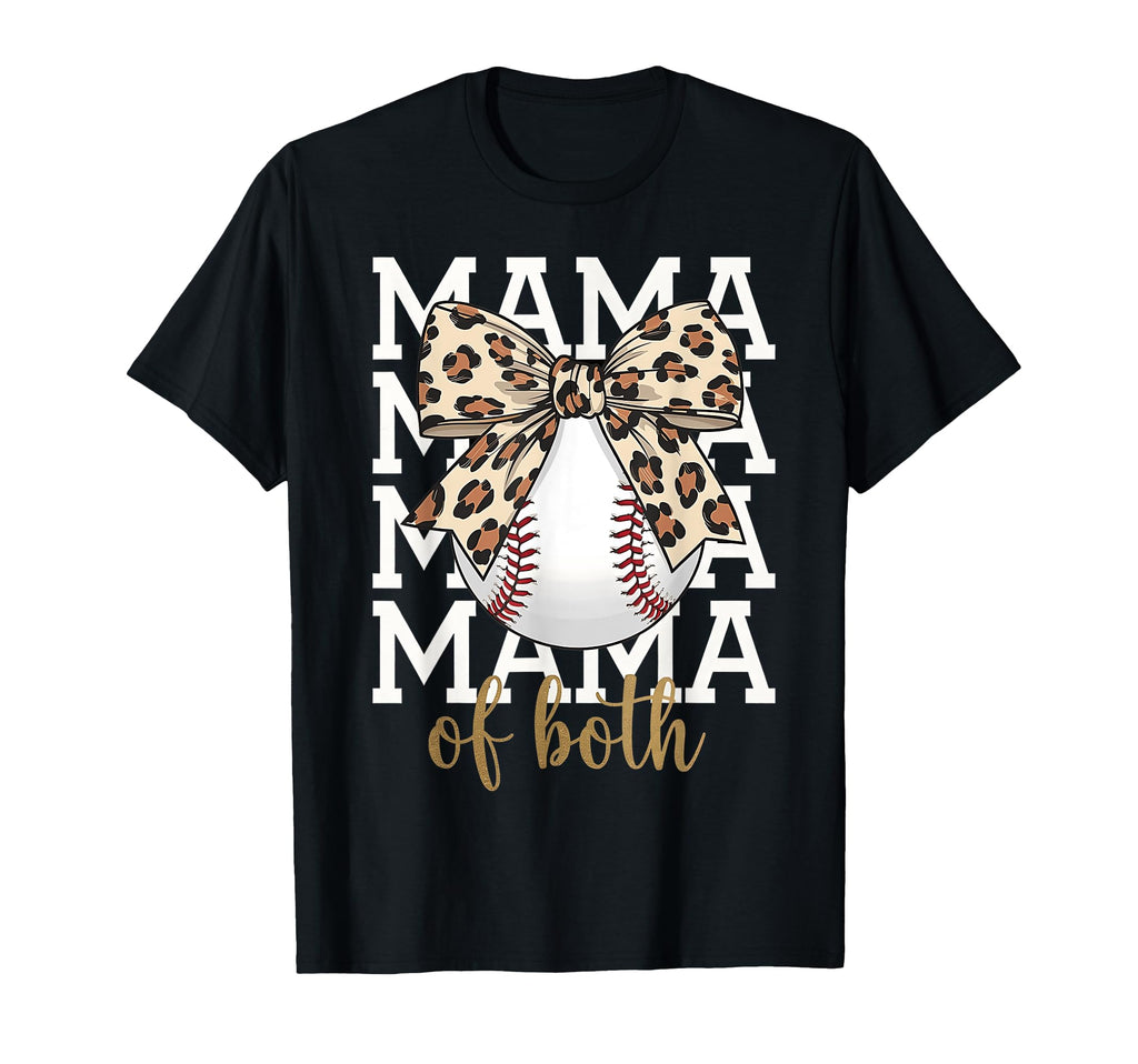 Mom Both Baseball Softball Leopard T-Shirt - Novelty Apparel for Adults - T-Shirt, Sweatshirt, Hoodie