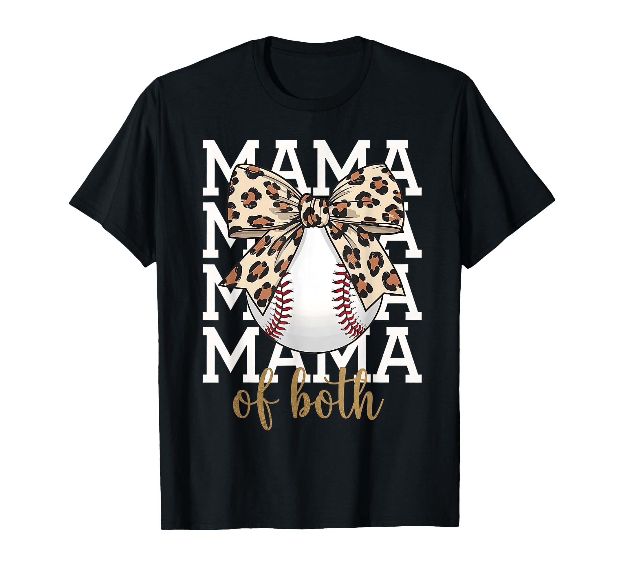 Mom Both Baseball Softball Leopard T-Shirt - Novelty Apparel for Adults - T-Shirt, Sweatshirt, Hoodie