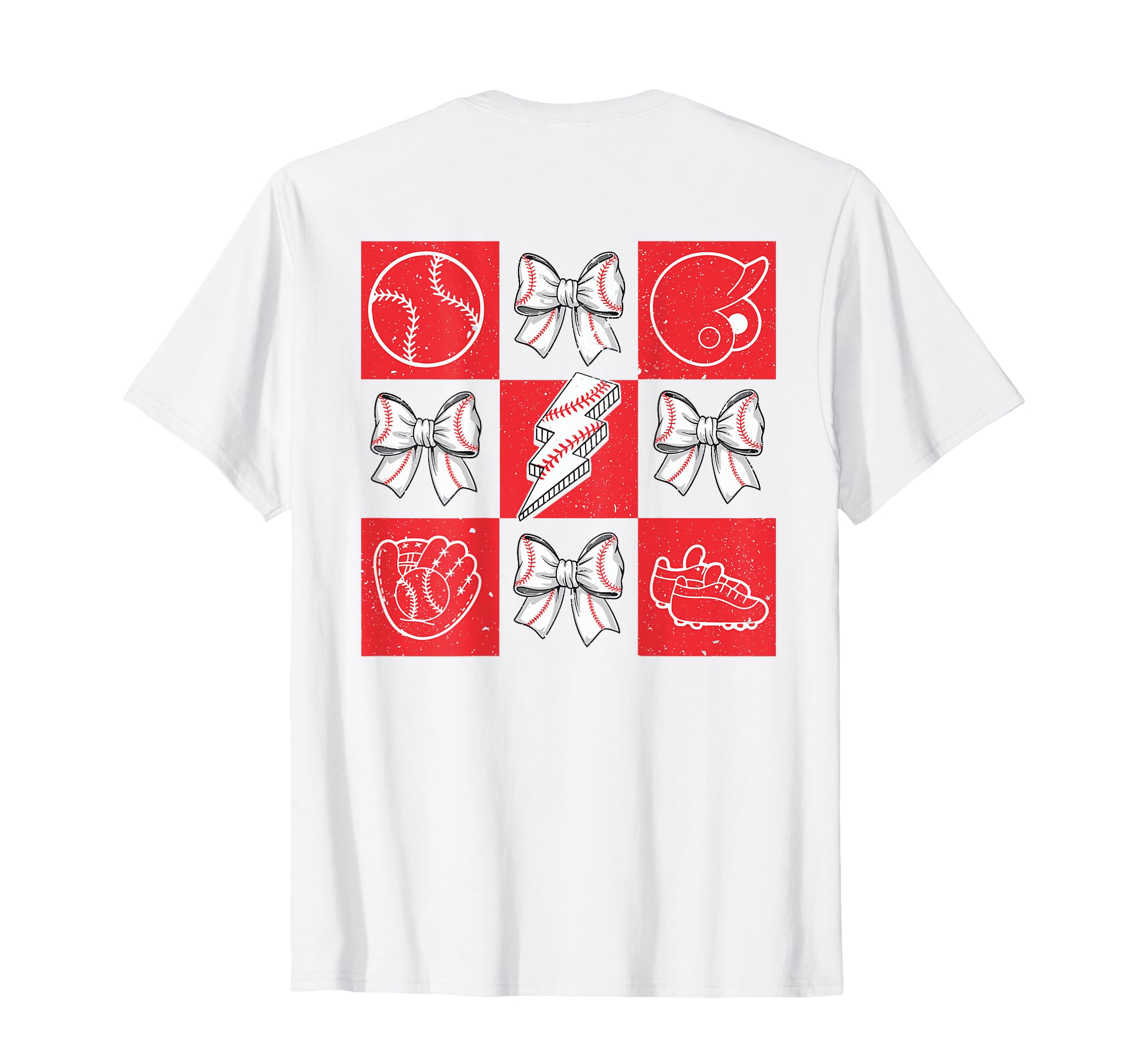 Checkered Baseball Coquette Game Day Bow T-Shirt - Trendy Graphic Unisex - T-Shirt, Sweatshirt, Hoodie