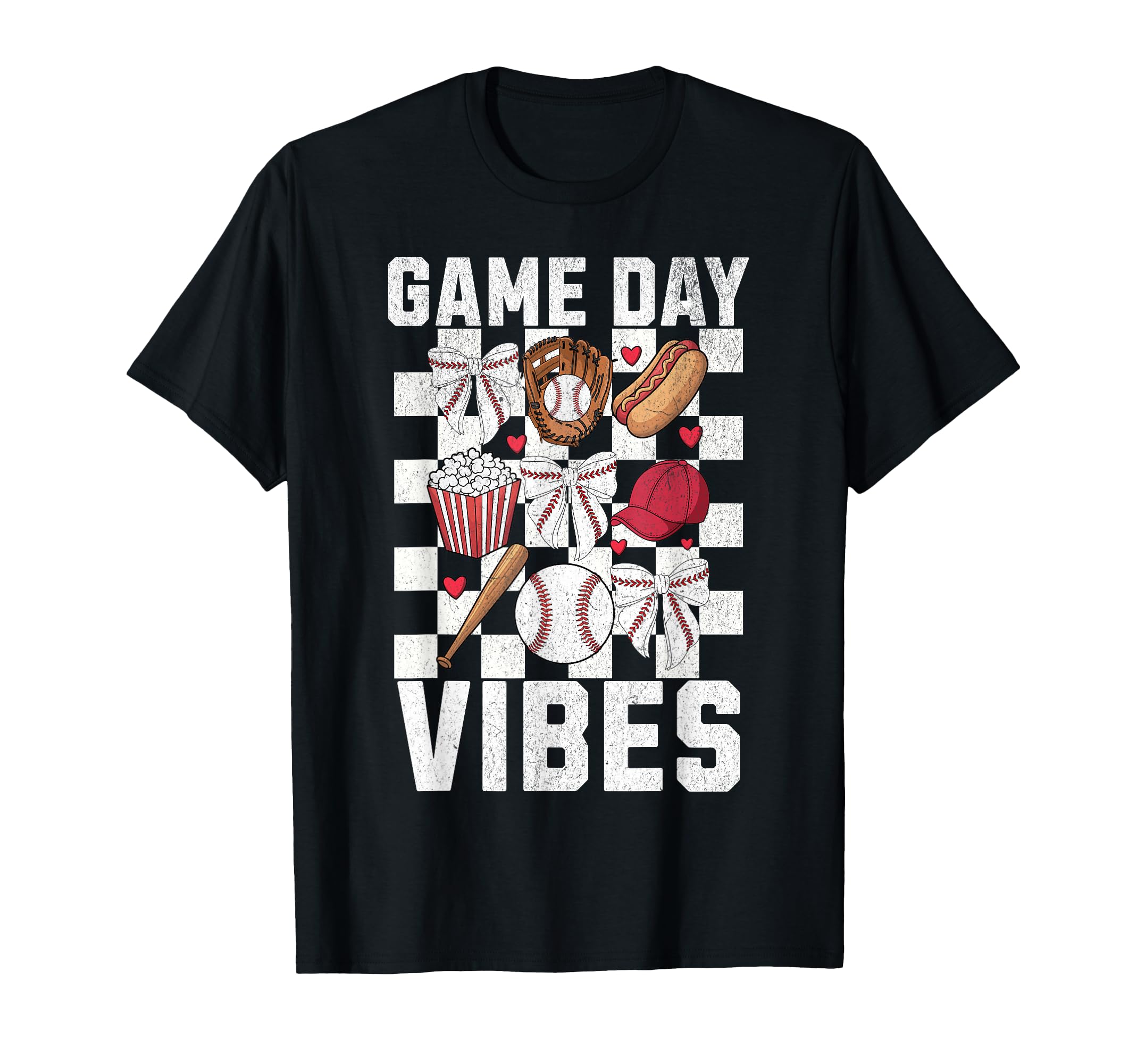 Game Day Vibes Coquette Bow Baseball T-Shirt - Custom Art Print for Adults - T-Shirt, Sweatshirt, Hoodie
