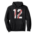 Baseball Mom 12 Jersey Baseball Hoodie - Minimalist Print for Adults - T-Shirt, Sweatshirt, Hoodie