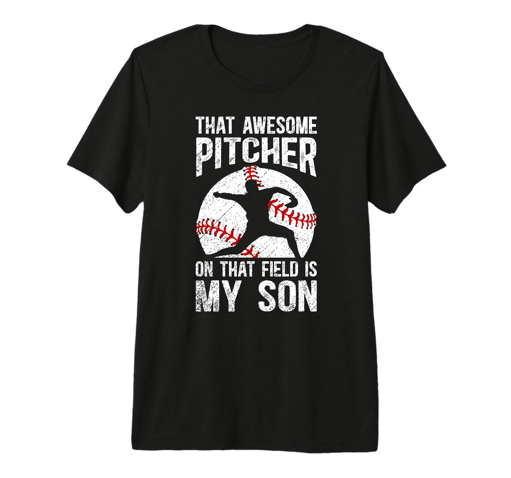 Baseball Pitcher Mom Proud T-Shirt - Casual Everyday Wear Men Women - T-Shirt, Sweatshirt, Hoodie