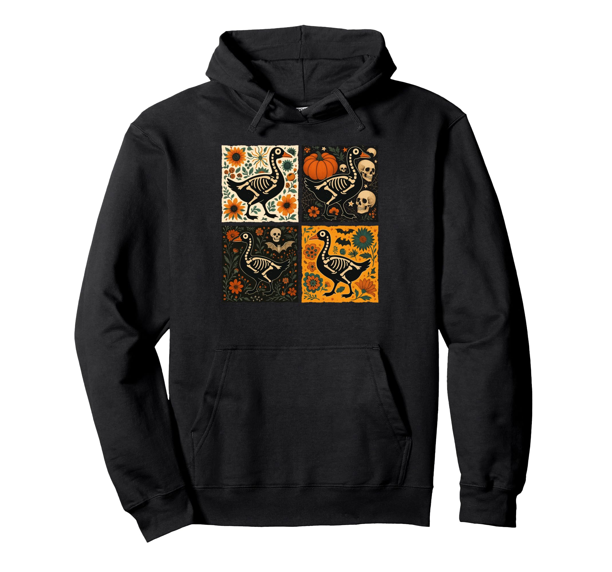 Funny Skeleton Goose Pumpkin Boho Hoodie - Custom Art Print for Adults - T-Shirt, Sweatshirt, Hoodie